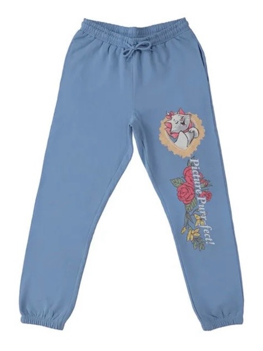 Disney Light Blue Track Pants with Marie Graphic